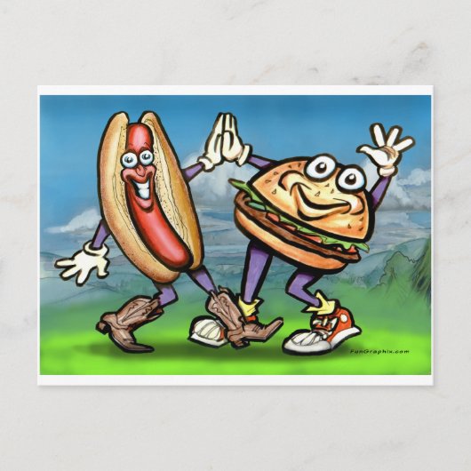 Hot Dog n Hamburger Briefkaart (Voorkant)