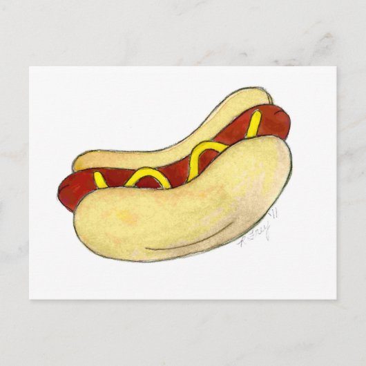 Hot Dog NYC New York Hotdog met Mustard op Bun Briefkaart (Voorkant)
