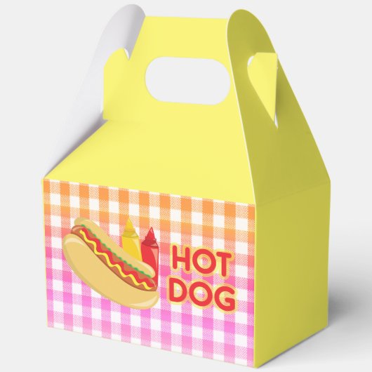Hot Dog op Gingham picknick tafelkleed w / speceri Bedankdoosjes (Voorkant)