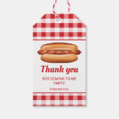 Hot Dog op Red Gingham Verjaardag Dank u Cadeaulabel (Voorkant)