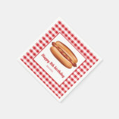 Hot Dog Op Rode Gingham Patroon Gelukkige Verjaard Servet (Hoek)