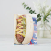 Hot Dog op rood, wit en blauw Bord Briefkaart (Staand voorkant)