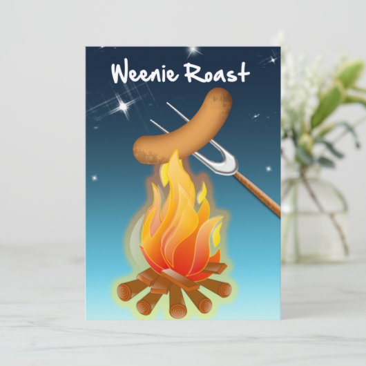 Hot Dog over Campfire Weenie Roast Kaart (Staand voorkant)
