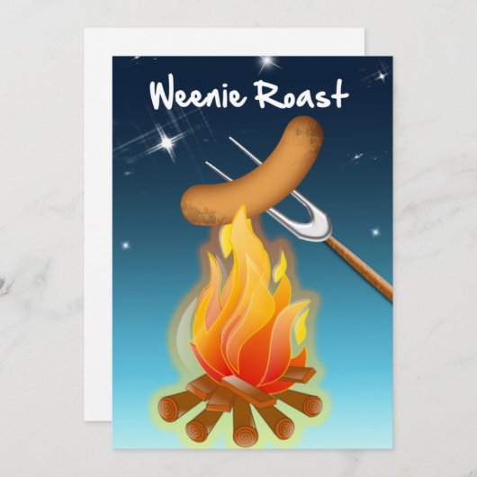 Hot Dog over Campfire Weenie Roast Kaart (Voorkant / Achterkant)