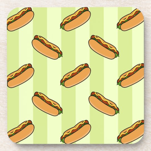 Hot Dog Patroon Drankjes Onderzetter (Voorkant)