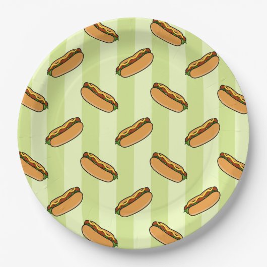 Hot Dog Patroon Papieren Bordje (Voorkant)