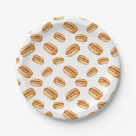 Hot Dog Pattern Verjaardagspapier Borden - Kinder Papieren Bordje