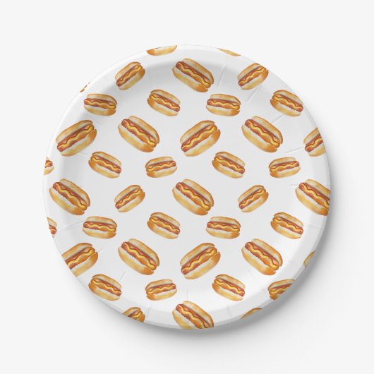 Hot Dog Pattern Verjaardagspapier Borden - Kinder  Papieren Bordje (Voorkant)