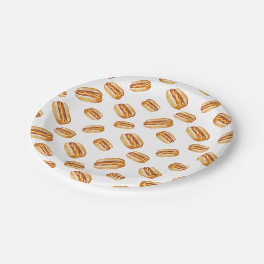 Hot Dog Pattern Verjaardagspapier Borden - Kinder  Papieren Bordje (Gekanteld)