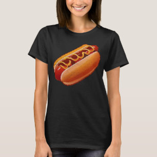 Hot Dog Pixel 8 bit Retro Hungry Byte gegrild voed T-shirt