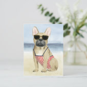 Hot Dog | Puppy in zonnebril bij het strand Briefkaart (Staand voorkant)
