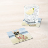 Hot Dog | Puppy in zonnebril bij het strand Kartonnen Onderzetters (Insitu)