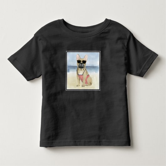 Hot Dog | Puppy in zonnebril bij het strand Kinder Shirts (Voorkant)
