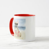 Hot Dog | Puppy in zonnebril bij het strand Mok (Voorkant links)