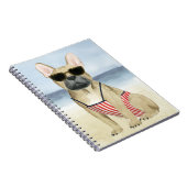 Hot Dog | Puppy in zonnebril bij het strand Notitieboek (Rechterzijde)