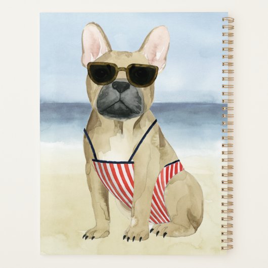 Hot Dog | Puppy in zonnebril bij het strand Planner (Achterkant)