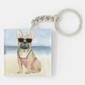 Hot Dog | Puppy in zonnebril bij het strand Sleutelhanger (Achterkant)