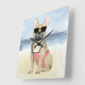 Hot Dog | Puppy in zonnebril bij het strand Vierkante Klok (Hoek)