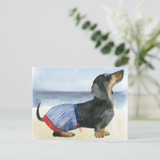 Hot Dog | Puppy in zwembad Briefkaart (Staand voorkant)
