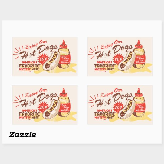 Hot Dog Rechthoek Stickers (Vel)