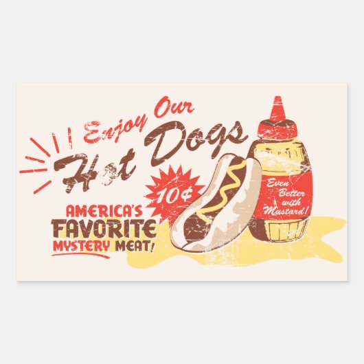 Hot Dog Rechthoek Stickers (Voorkant)