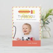 Hot Dog Red & Yellow Birthday Foto Hartelijk dank Kaart (Staand voorkant)