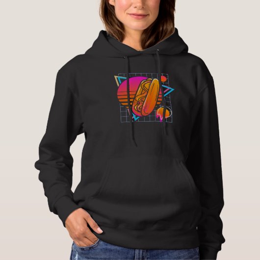 Hot Dog Retro 80s Style Vintage Hoodie (Voorkant)