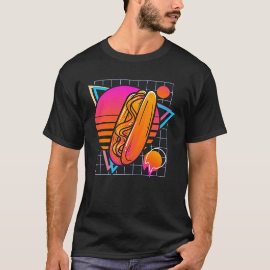 Hot Dog Retro 80s Style Vintage T-shirt (Voorkant)