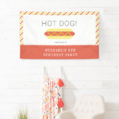 HOT DOG! Rode gele strepen moderne verjaardag Spandoek (Insitu)