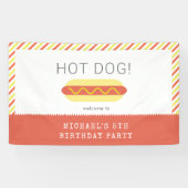 HOT DOG! Rode gele strepen moderne verjaardag Spandoek (Horizontaal)