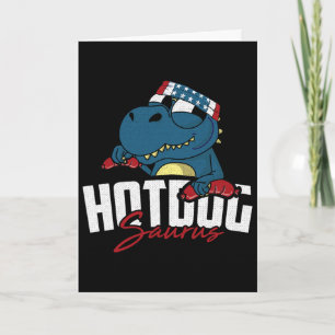 Hot-dog Saurus 4 juli Grappige T-rex Patriottische Kaart