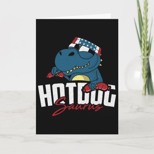 Hot-dog Saurus 4 juli Grappige T-rex Patriottische Kaart (Voorkant)