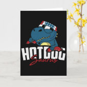 Hot-dog Saurus 4 juli Grappige T-rex Patriottische Kaart (Gele Bloem)