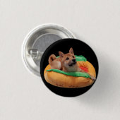 Hot Dog Shiba Badge Black Ronde Button 3,2 Cm (Voorkant /achterkant)