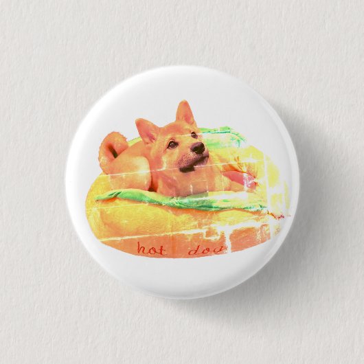 Hot Dog Shiba Badge Ronde Button 3,2 Cm (Voorkant)