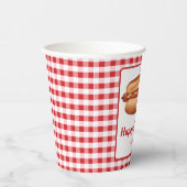 Hot Dog Snack op rode Gingham Gelukkige Verjaardag Papieren Bekers (Rechts)
