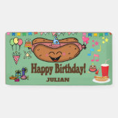 hot dog themed personalized birthday spandoek (Horizontaal)