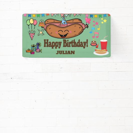 hot dog themed personalized birthday spandoek (Insitu)