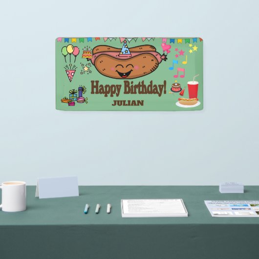 hot dog themed personalized birthday  spandoek (Beurs)