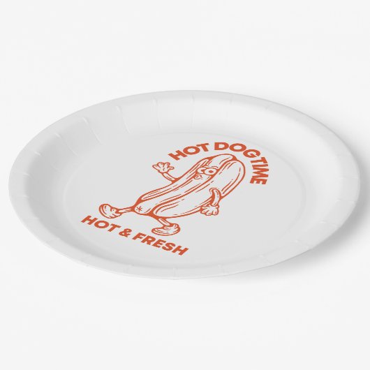 Hot Dog Time Papieren Bordje (Gekanteld)