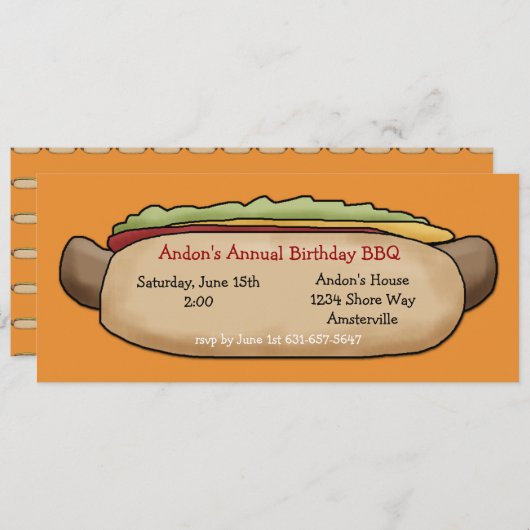 Hot Dog uitnodiging (Voorkant / Achterkant)
