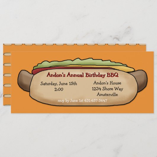 Hot Dog uitnodiging (Voorkant / Achterkant)