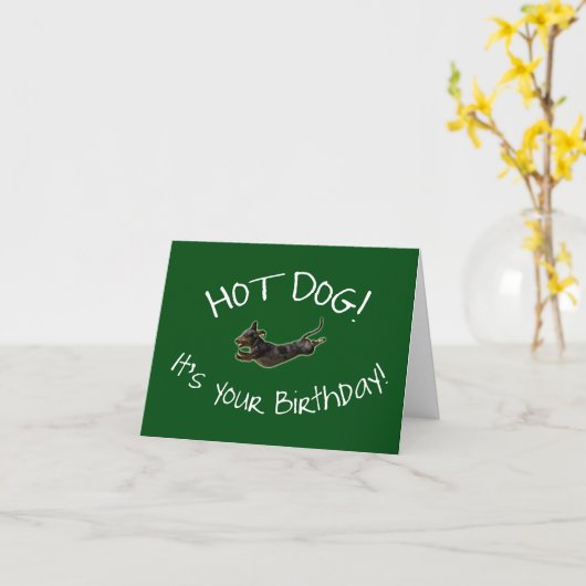 Hot Dog! Verjaardag Kaart (Gele Bloem)