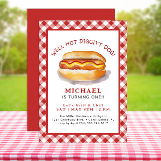 Hot Dog Verjaardag Uitnodiging | BBQ Cookout Party