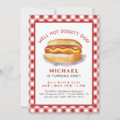 Hot Dog Verjaardag Uitnodiging | BBQ Cookout Party (Voorkant)