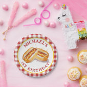 Hot Dog Verjaardagsfeestje Red Gingham Papieren Bordje (Feest)