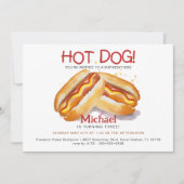 Hot Dog Verjaardagsfeestuitnodiging Kaart (Voorkant)