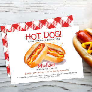 Hot Dog Verjaardagsfeestuitnodiging Kaart