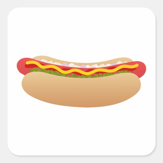 Hot Dog Vierkante Sticker (Voorkant)