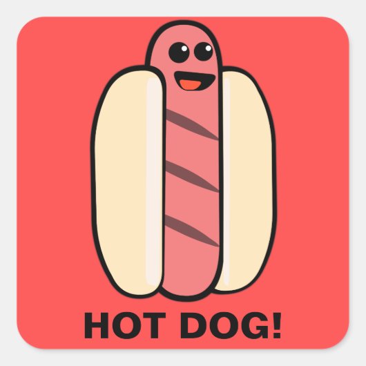Hot Dog Vierkante Sticker (Voorkant)